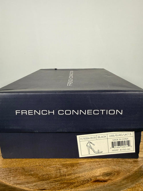 French Connection Tessa Black Strappy Heels Ankle Strap Sandals US 9 NWB