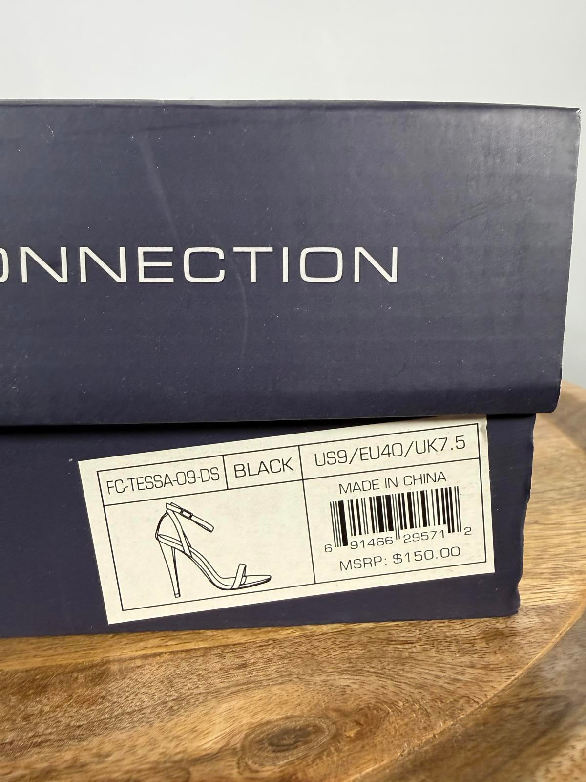 French Connection Tessa Black Strappy Heels Ankle Strap Sandals US 9 NWB