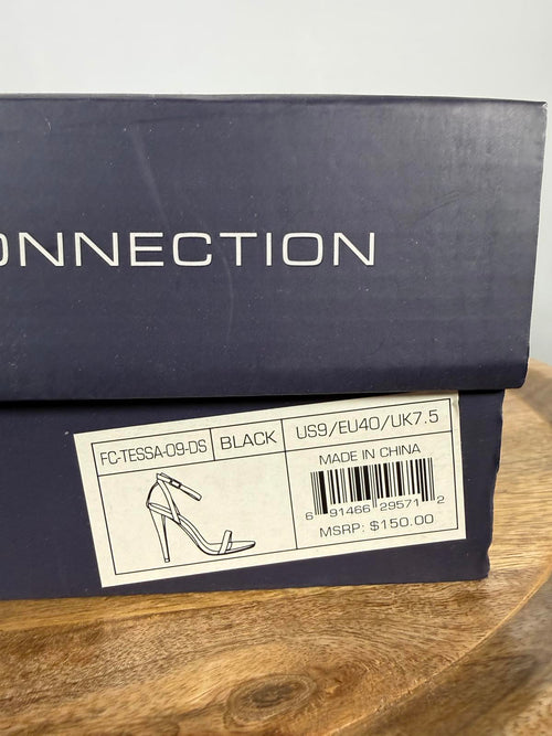 French Connection Tessa Black Strappy Heels Ankle Strap Sandals US 9 NWB
