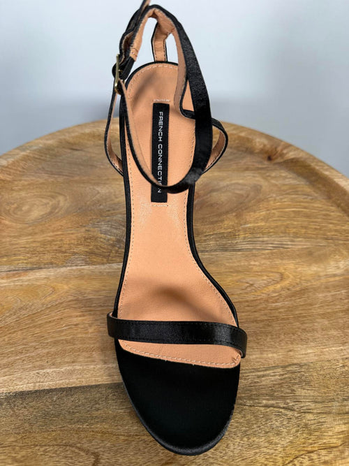 French Connection Tessa Black Strappy Heels Ankle Strap Sandals US 9 NWB