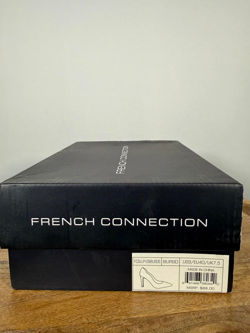 French Connection Burgundy Suede Pointed Toe Stiletto Heels Size 9 NWB