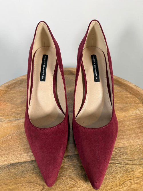 French Connection Burgundy Suede Pointed Toe Stiletto Heels Size 9 NWB