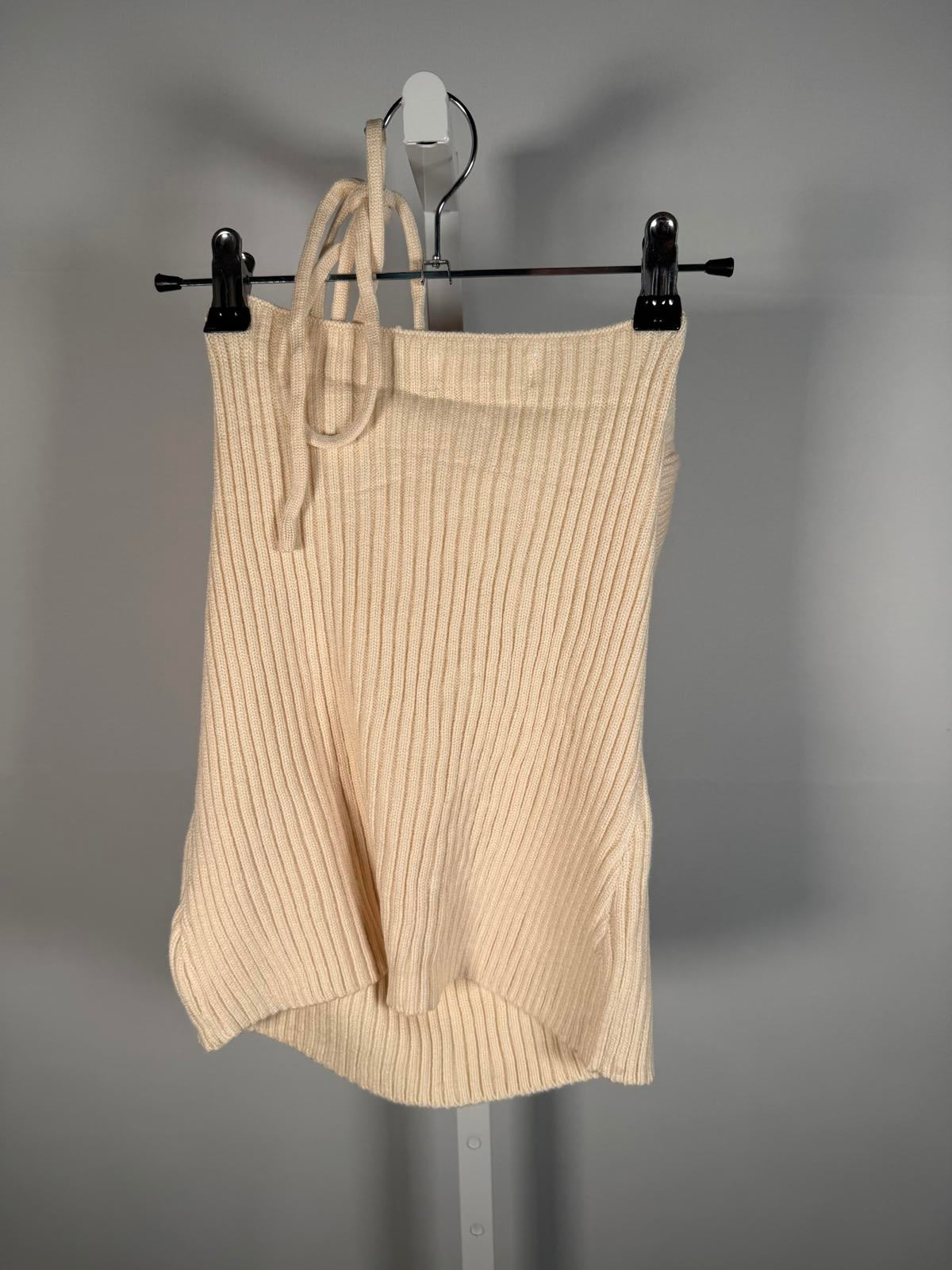 NWT LBLC THE LABEL Amelia Ribbed Halter Knit Top Ivory Size XS