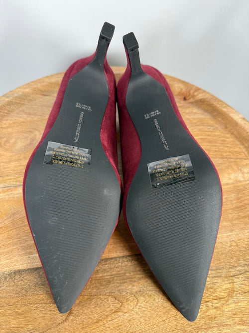 French Connection Burgundy Suede Pointed Toe Stiletto Heels Size 9 NWB