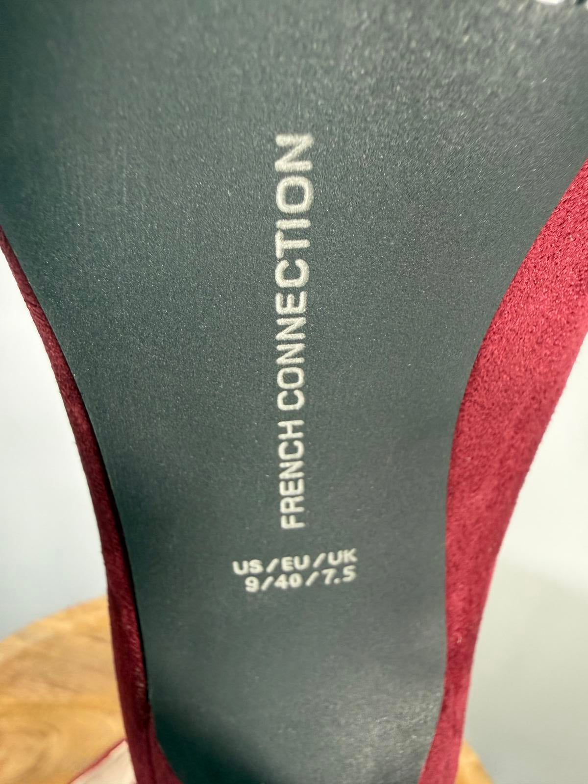 French Connection Burgundy Suede Pointed Toe Stiletto Heels Size 9 NWB