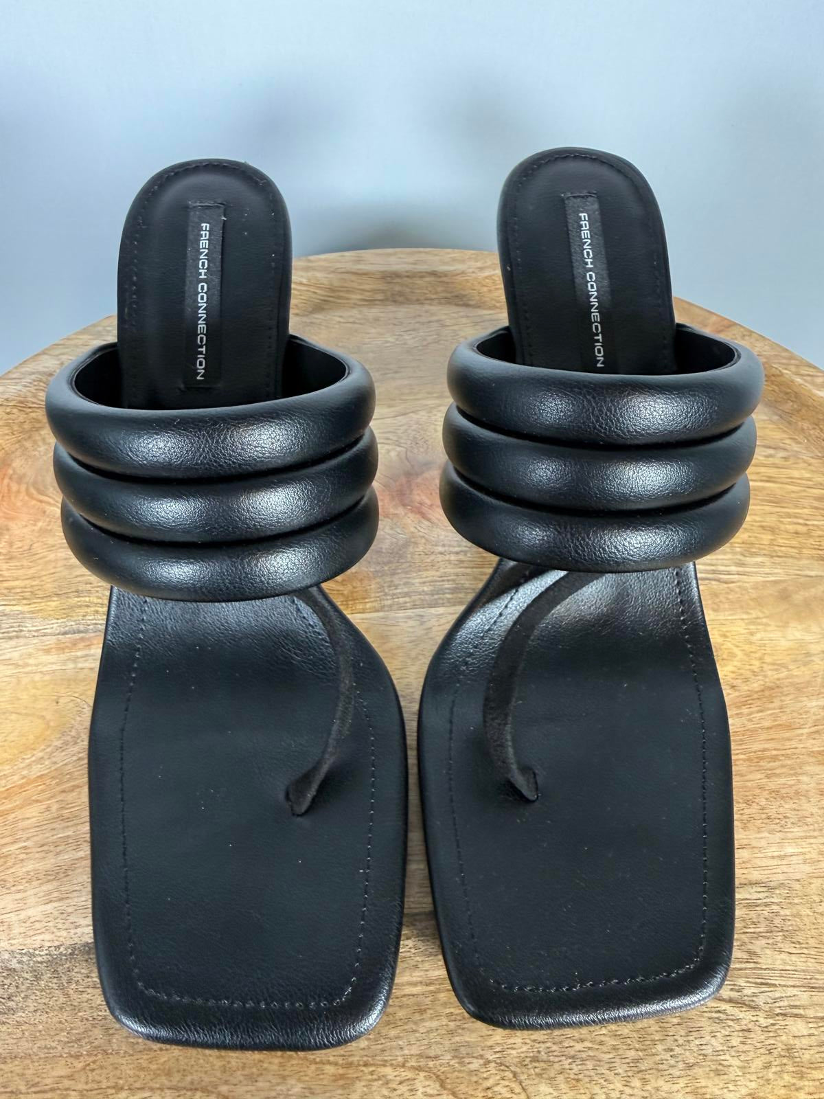 French Connection Womens Valerie Vegan Leather Slip On Heel Sandals Size 9 NWB