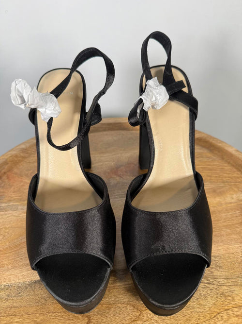 French Connection Black Platform Block Heel Sandals US 9 NWB