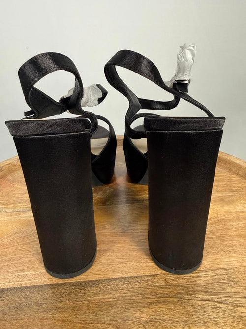 French Connection Black Platform Block Heel Sandals US 9 NWB