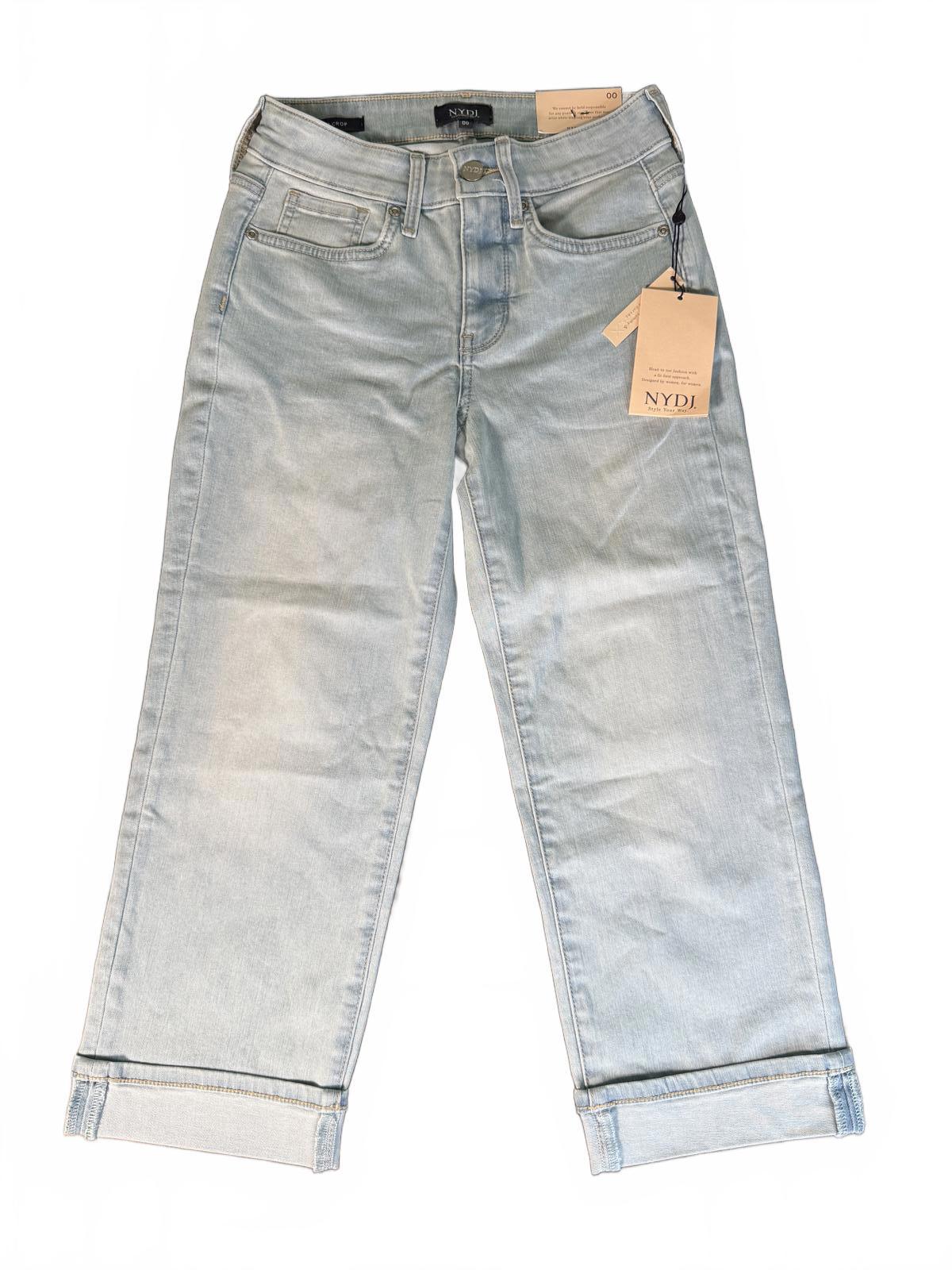 NWT NYDJ Marilyn Crop Cuff Cool Embrace Lift Tuck Jeans Oceanfront Size 00