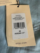 NWT NYDJ Marilyn Crop Cuff Cool Embrace Lift Tuck Jeans Oceanfront Size 00