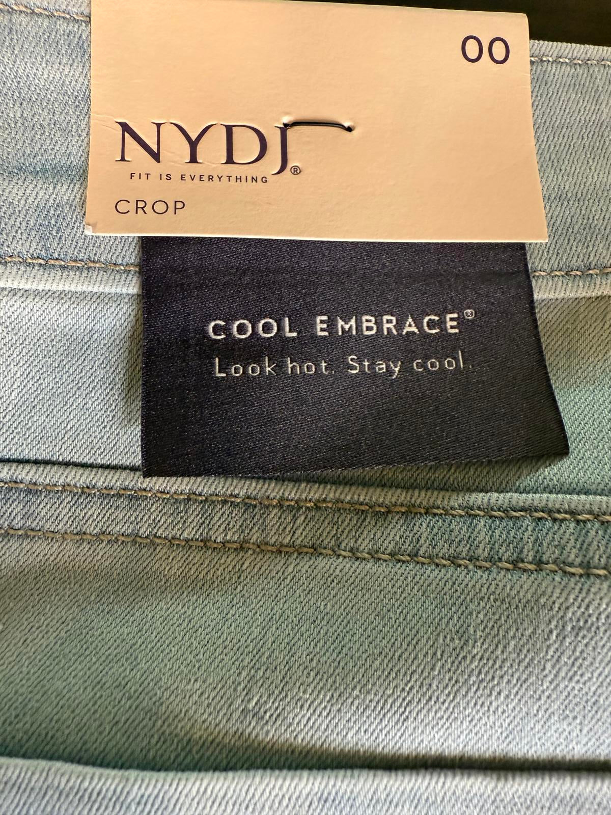 NWT NYDJ Marilyn Crop Cuff Cool Embrace Lift Tuck Jeans Oceanfront Size 00