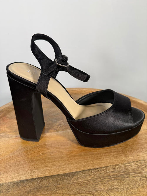 French Connection Black Platform Block Heel Sandals US 9 NWB