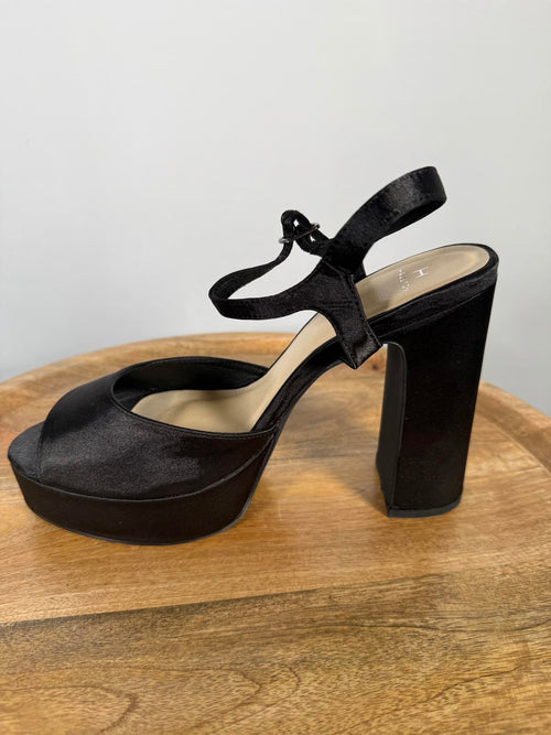 French Connection Black Platform Block Heel Sandals US 9 NWB