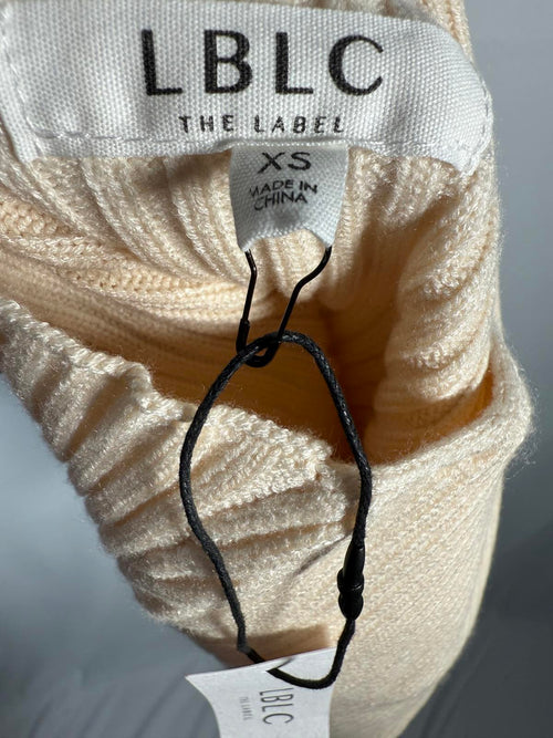 NWT LBLC THE LABEL Amelia Ribbed Halter Knit Top Ivory Size XS