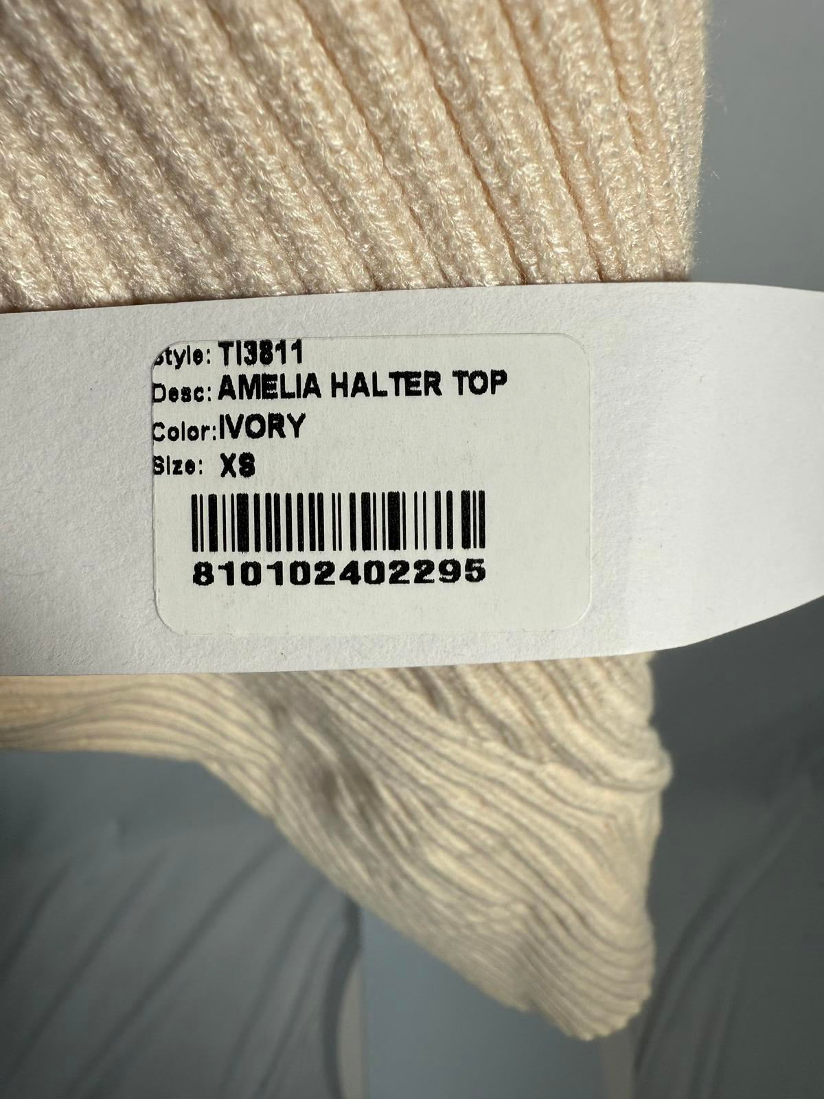 NWT LBLC THE LABEL Amelia Ribbed Halter Knit Top Ivory Size XS