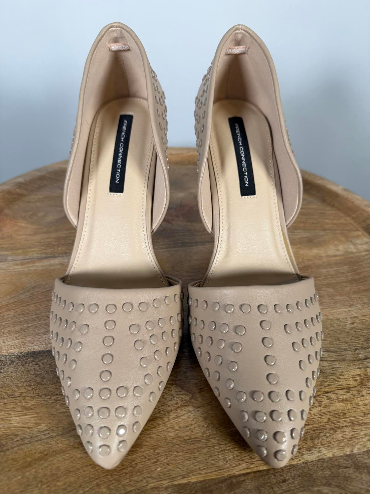 French Connection Cement Studded Pumps Pointed Toe Heels Size US 8.5 NWB
