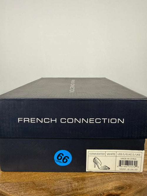 French Connection White Studded Pointed Toe Heels Size US 9.5 NWB