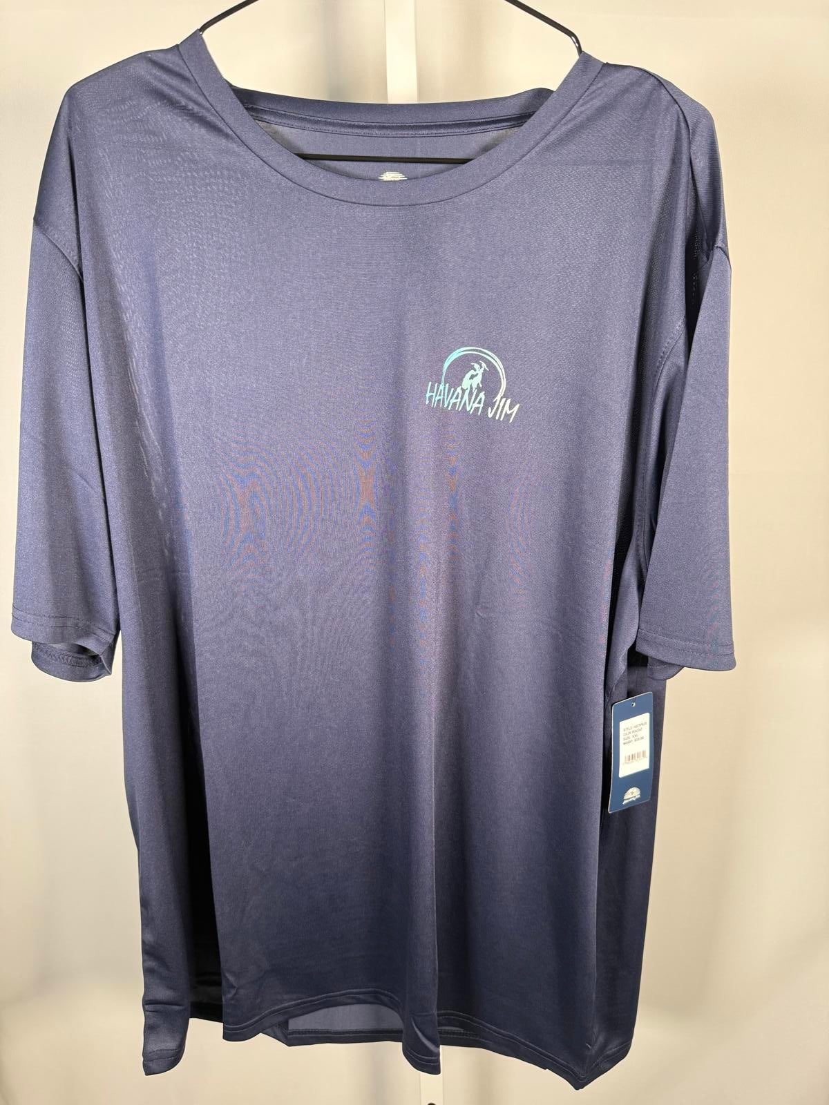 NWT Havana Jim UPF Performance Fishing Shirt Mens Size XXL Moisture Wicking Blue
