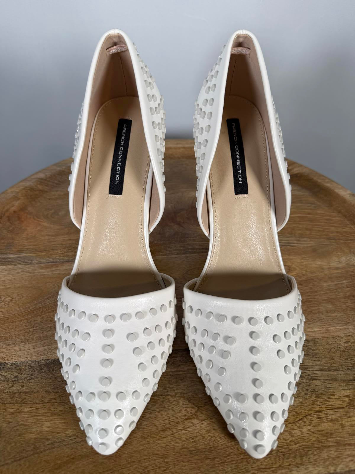 French Connection White Studded Pointed Toe Heels Size US 9.5 NWB