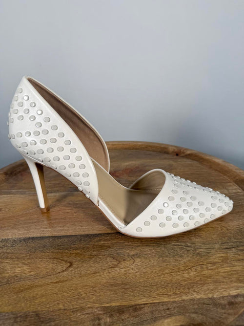 French Connection White Studded Pointed Toe Heels Size US 9.5 NWB
