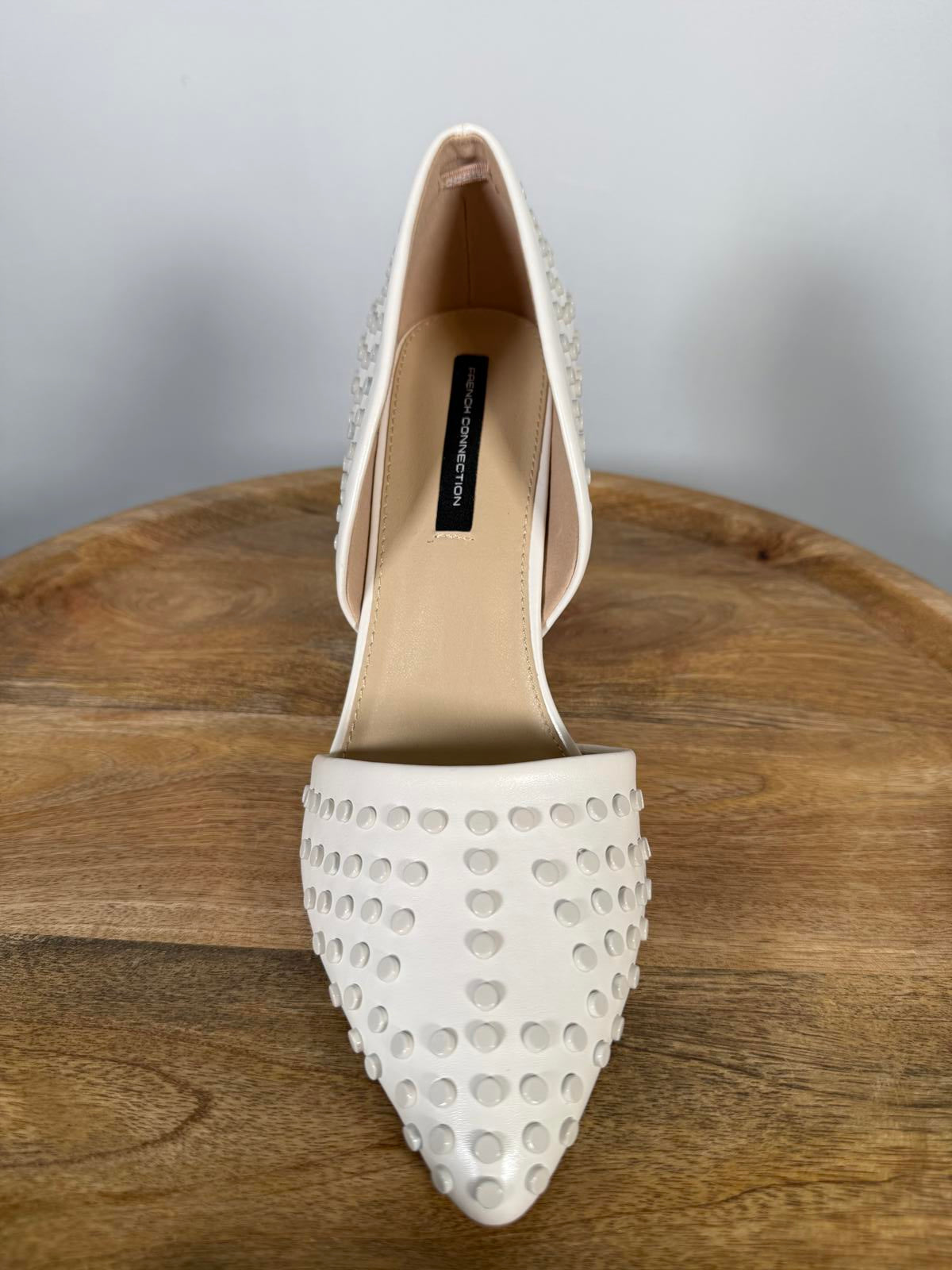 French Connection White Studded Pointed Toe Heels Size US 9.5 NWB