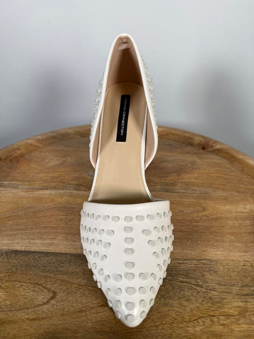 French Connection White Studded Pointed Toe Heels Size US 9.5 NWB