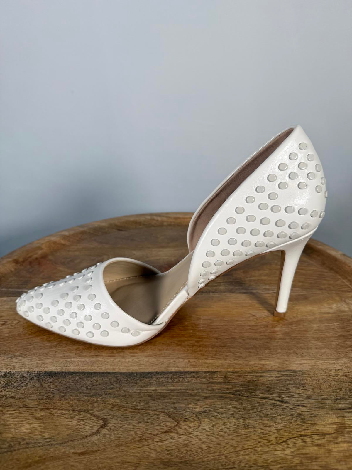 French Connection White Studded Pointed Toe Heels Size US 9.5 NWB