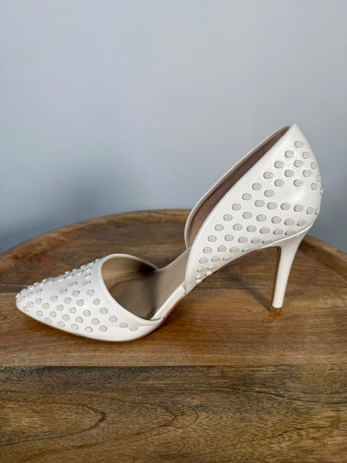 French Connection White Studded Pointed Toe Heels Size US 9.5 NWB