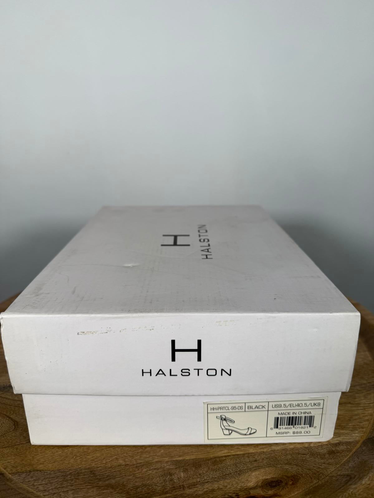 Halston Black Ankle Strap Block Heel Sandals Open Toe Size 9.5 NWB