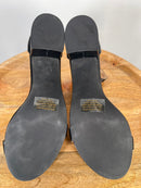 Halston Black Ankle Strap Block Heel Sandals Open Toe Size 9.5 NWB