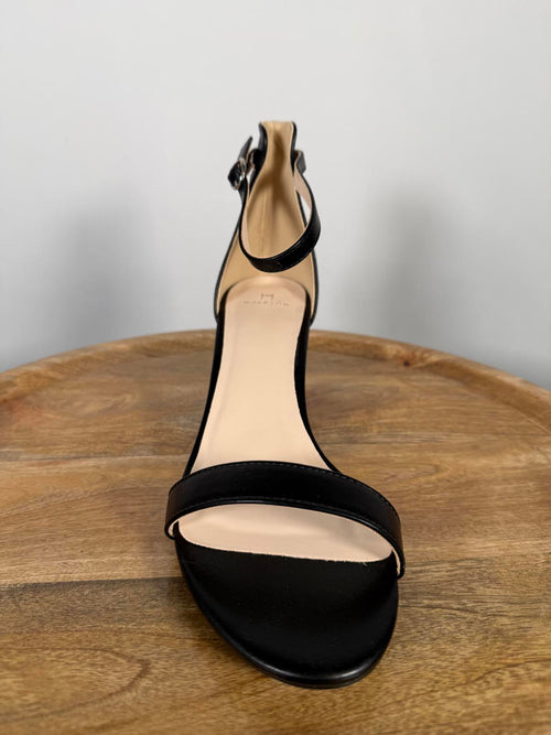 Halston Black Ankle Strap Block Heel Sandals Open Toe Size 9.5 NWB