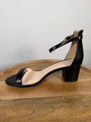 Halston Black Ankle Strap Block Heel Sandals Open Toe Size 9.5 NWB