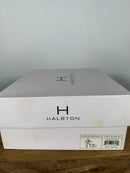 Halston Pewter Iridescent Platform Block Heel Sandals Ankle Strap Size 8.5 NWB