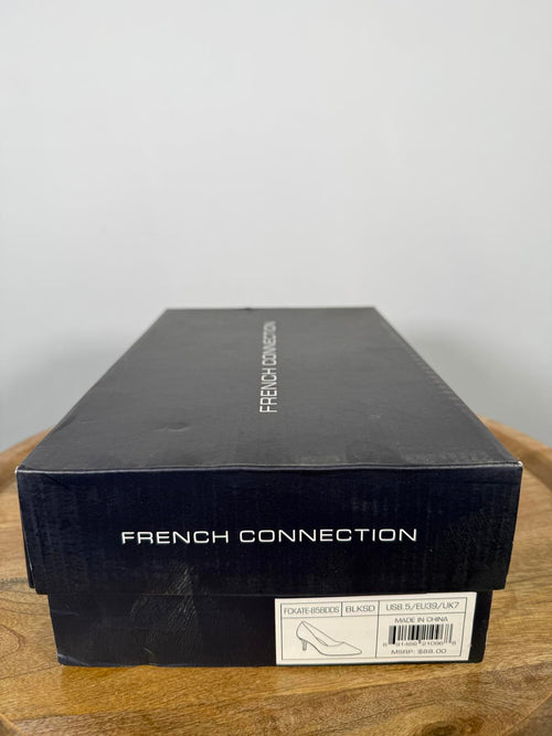 French Connection Black Suede Pointed Toe Kitten Heel Pumps Women’s US 8.5 NWB