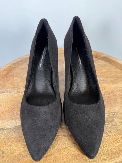 French Connection Black Suede Pointed Toe Kitten Heel Pumps Women’s US 8.5 NWB