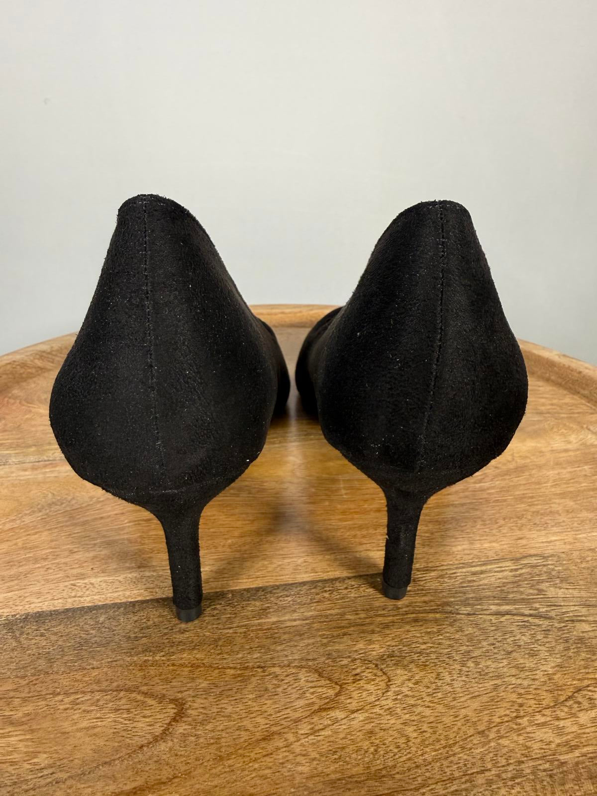 French Connection Black Suede Pointed Toe Kitten Heel Pumps Women’s US 8.5 NWB