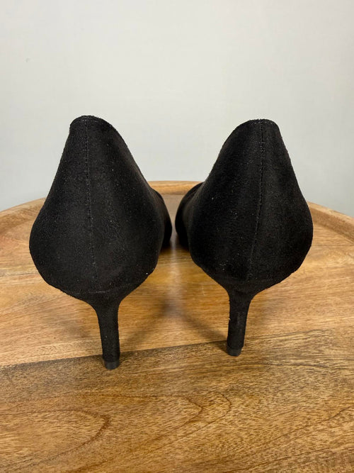 French Connection Black Suede Pointed Toe Kitten Heel Pumps Women’s US 8.5 NWB