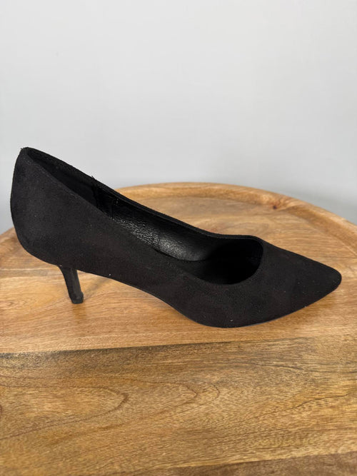 French Connection Black Suede Pointed Toe Kitten Heel Pumps Women’s US 8.5 NWB