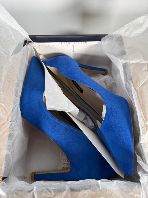 French Connection Royal Blue Suede Pointed Toe Heels Pumps Women’s US 7.5 NWB