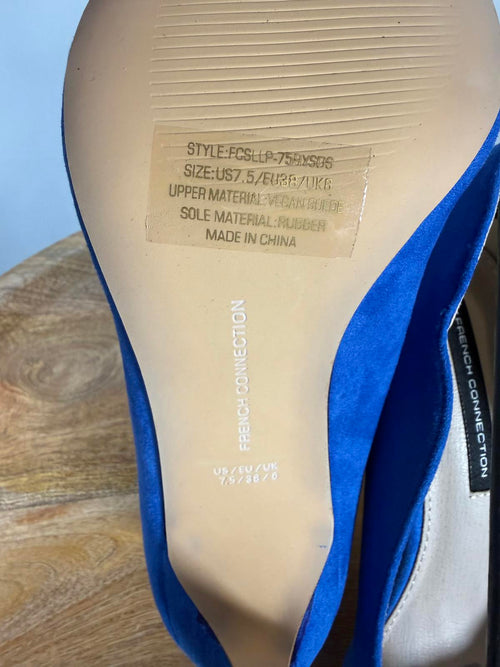 French Connection Royal Blue Suede Pointed Toe Heels Pumps Women’s US 7.5 NWB