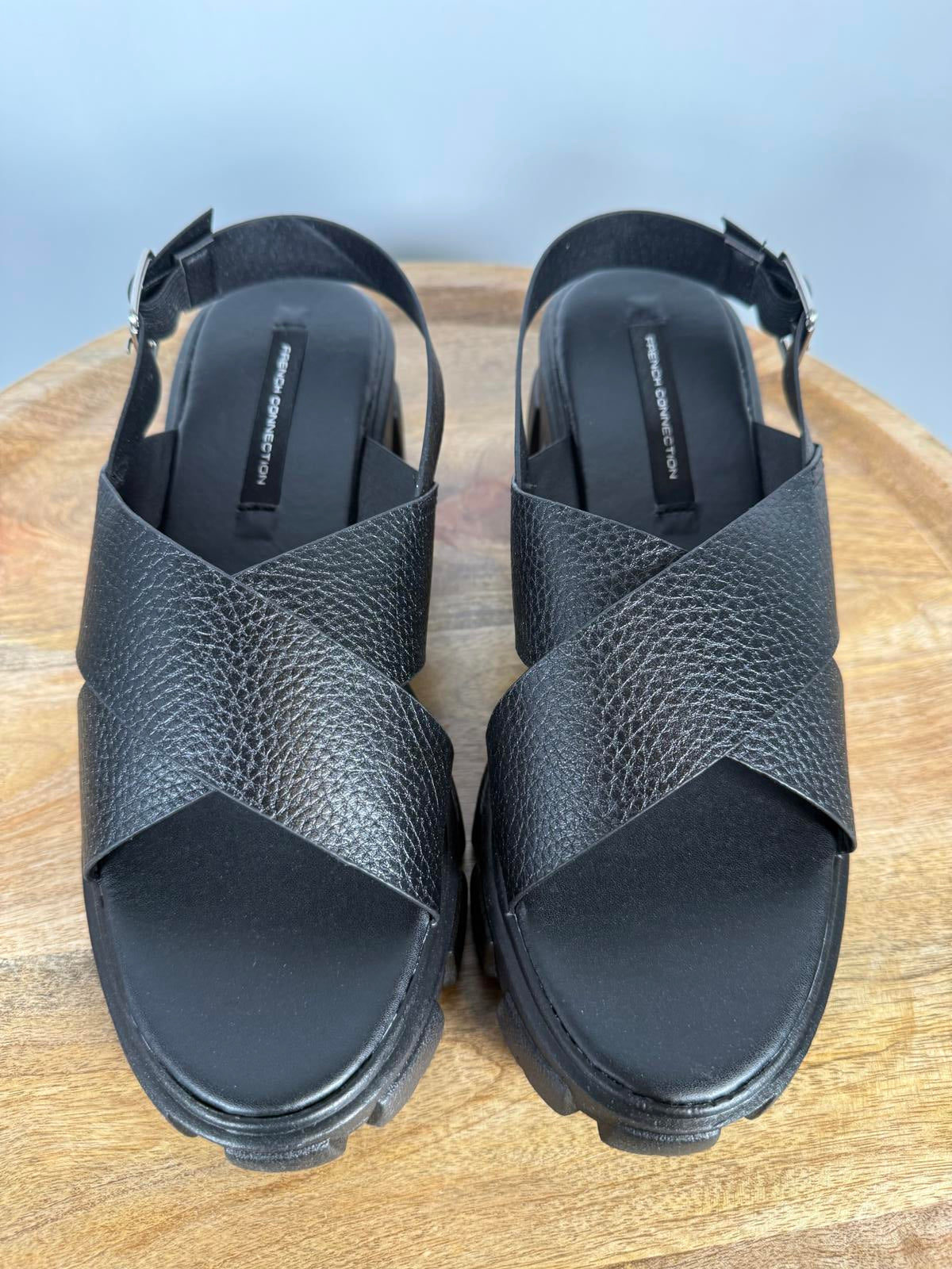 French Connection Black Chunky Platform Sandals Women’s US Size 8.5 NWB
