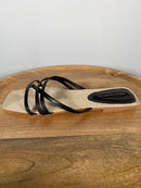 French Connection Black Strappy Flat Sandals Square Toe Slide Women’s US 8.5 NWB