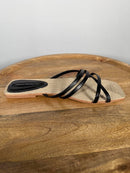 French Connection Black Strappy Flat Sandals Square Toe Slide Women’s US 8.5 NWB