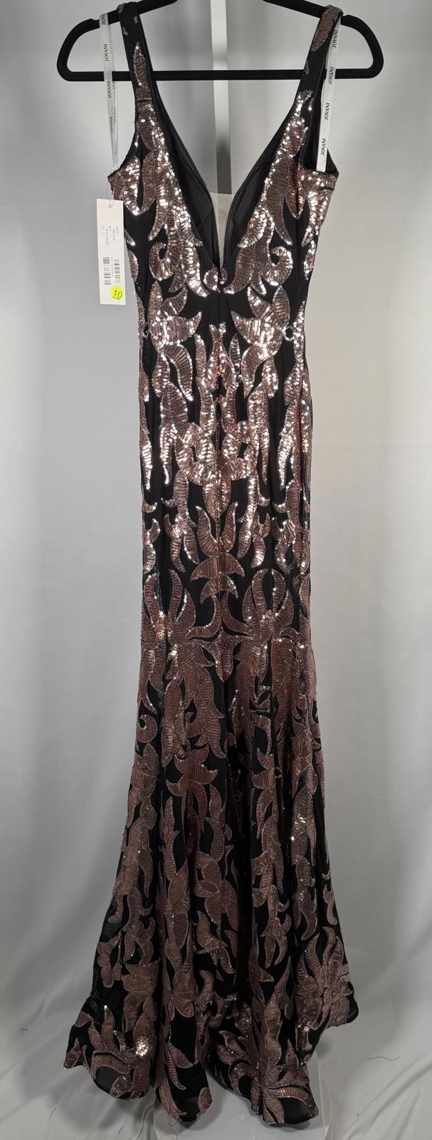 NWT Jovani 3263A Black Rose Sequin Mermaid Gown Size 2 Formal Prom Dress