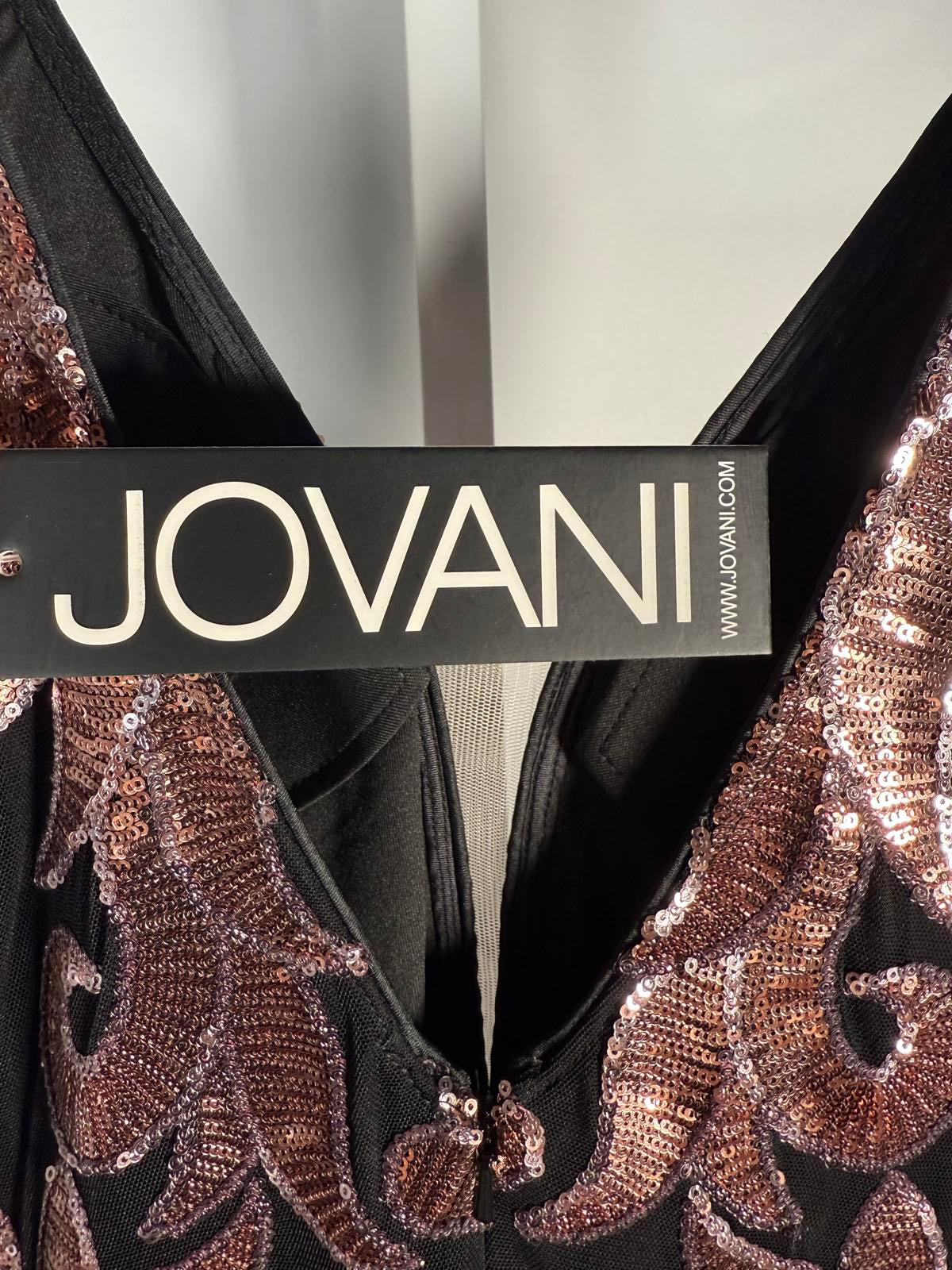 NWT Jovani 3263A Black Rose Sequin Mermaid Gown Size 2 Formal Prom Dress
