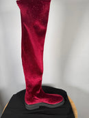 Giuseppe Zanotti Adrienne Bordeaux Velvet OTK Boots EU 34 US 4 Red Designer NWB