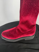 Giuseppe Zanotti Adrienne Bordeaux Velvet OTK Boots EU 34 US 4 Red Designer NWB