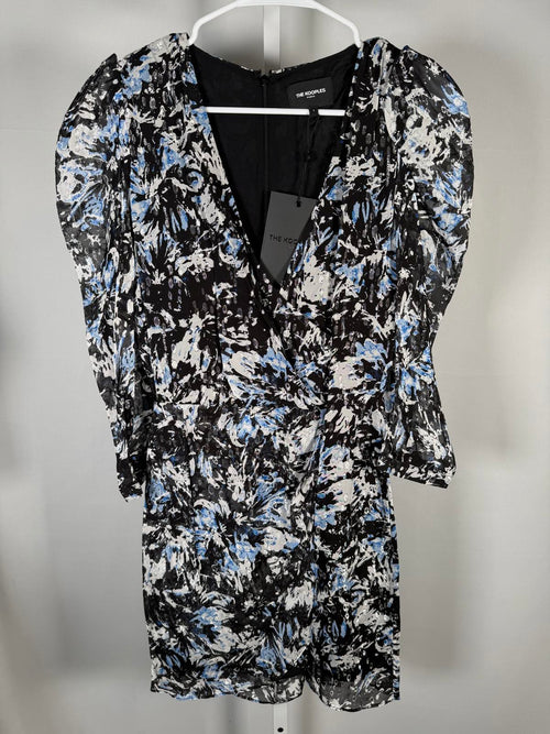 The Kooples Firework Silk Mini Dress Size 1 (US S) Blue Black Floral NWT