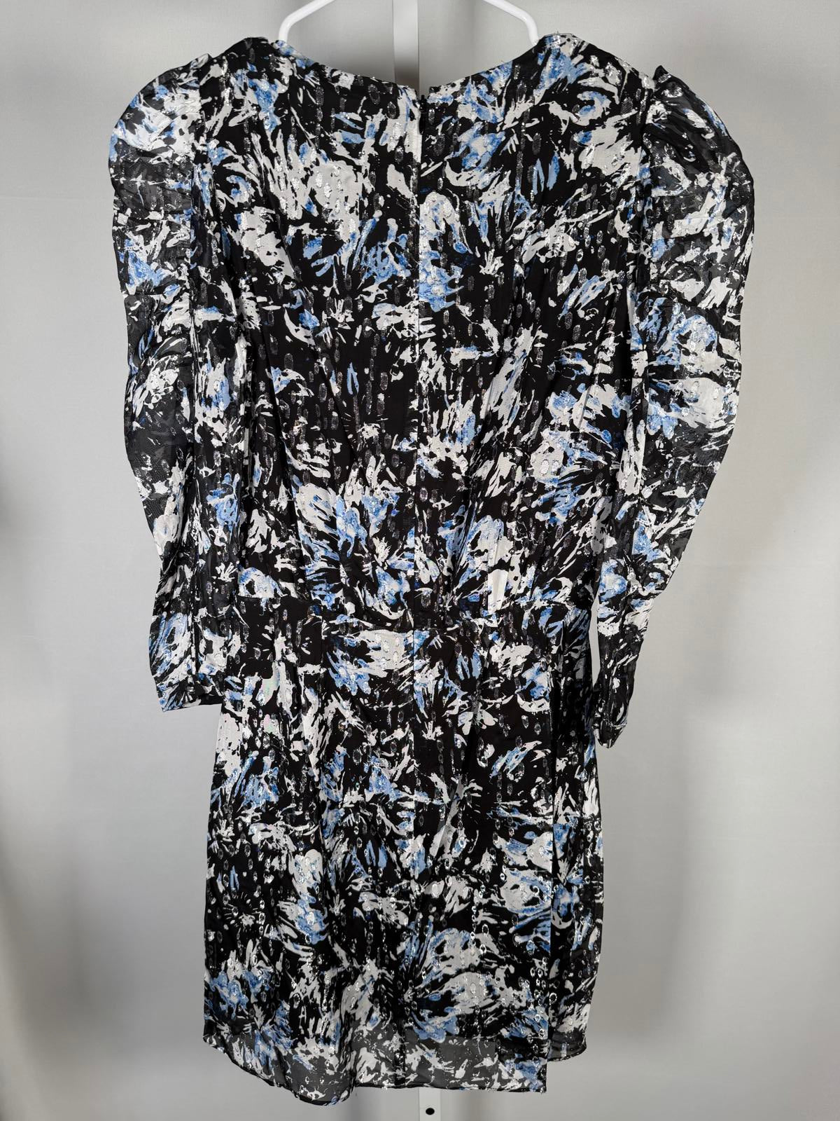 The Kooples Firework Silk Mini Dress Size 1 (US S) Blue Black Floral NWT