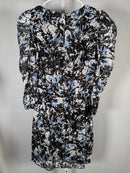 The Kooples Firework Silk Mini Dress Size 1 (US S) Blue Black Floral NWT